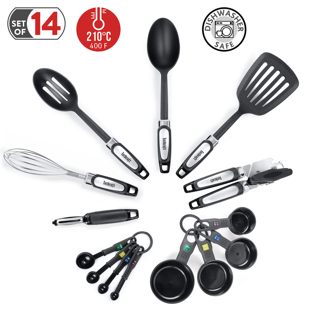 Virtuvės įrankių rinkinys Tatkraft Grip, 14 vnt. kaina ir informacija | Virtuvės įrankiai | pigu.lt