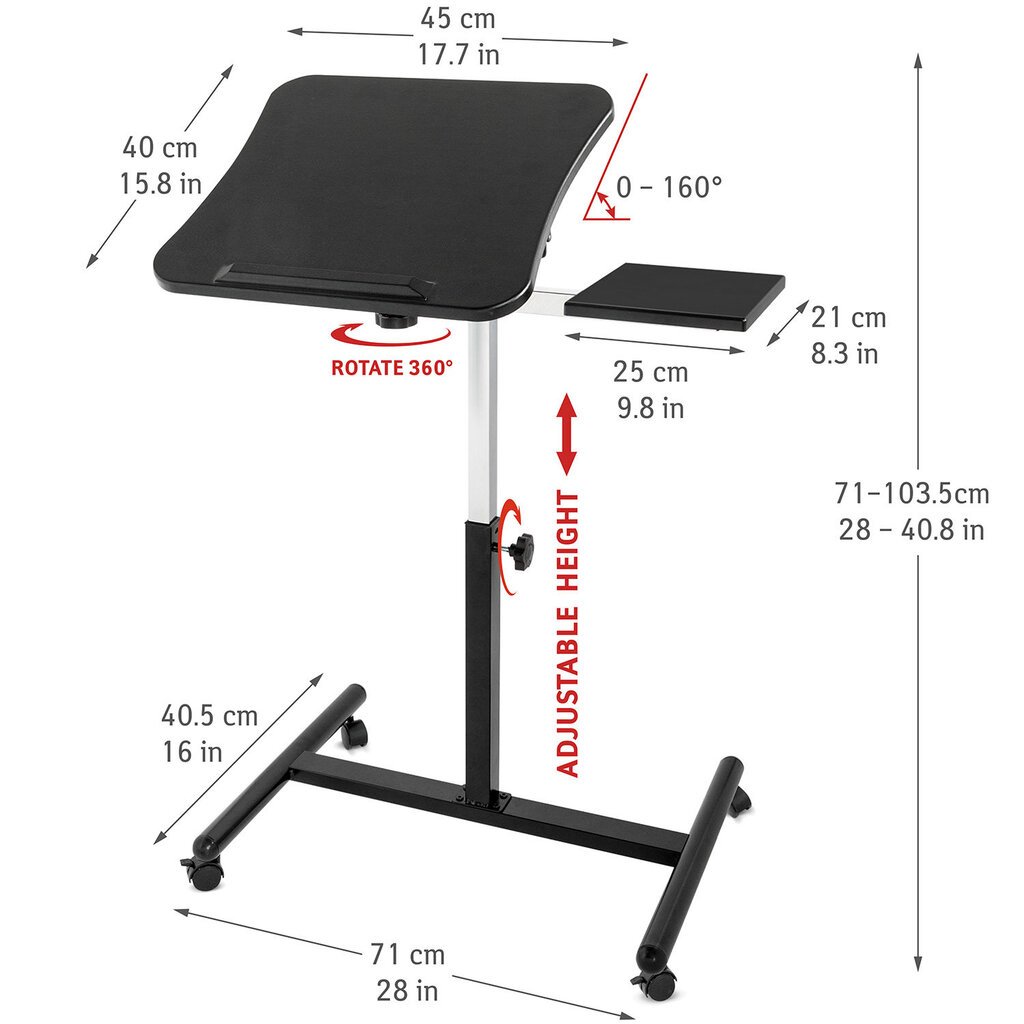 Rašomasis stalas nešiojamam kompiuteriui Tatkraft Vanessa Sturdy, juodas цена и информация | Kompiuteriniai, rašomieji stalai | pigu.lt