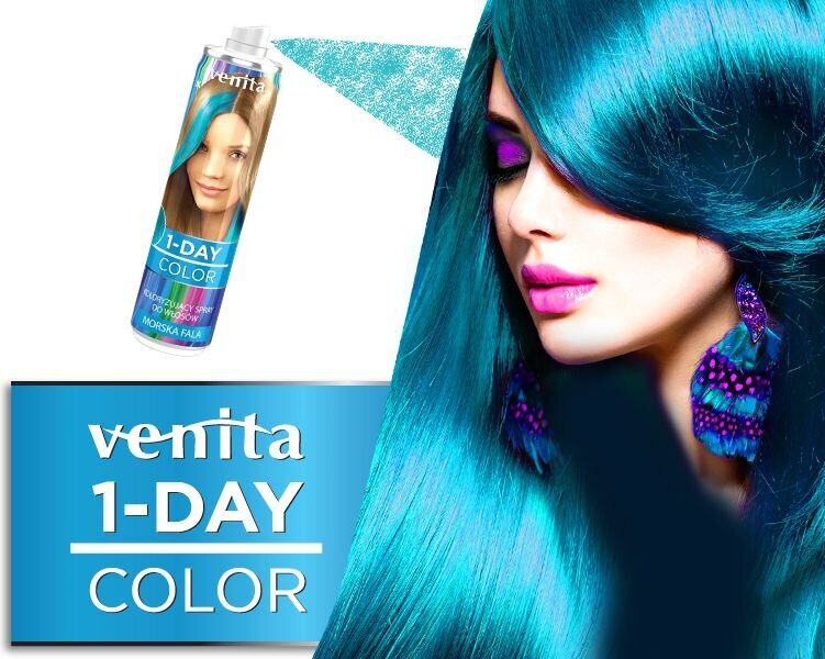 Purškiami trumpalaikiai plaukų dažai Venita 1-Day Color Morska Fala, 50ml цена и информация | Plaukų dažai | pigu.lt