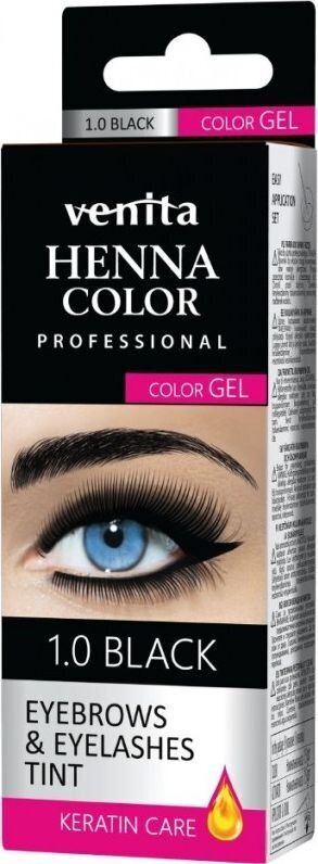 Antakių ir blakstienų dažai Venita Professional Henna Color 1.0 Black цена и информация | Antakių dažai, pieštukai | pigu.lt