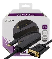 Deltaco USBC-1087-K, USB-C/VGA, 2m kaina ir informacija | Kabeliai ir laidai | pigu.lt