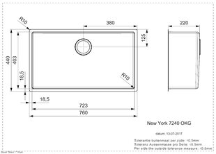 Кухонная мойка из нержавеющей стали Reginox New York 72x40 (Л) цена и информация | Раковины на кухню | pigu.lt