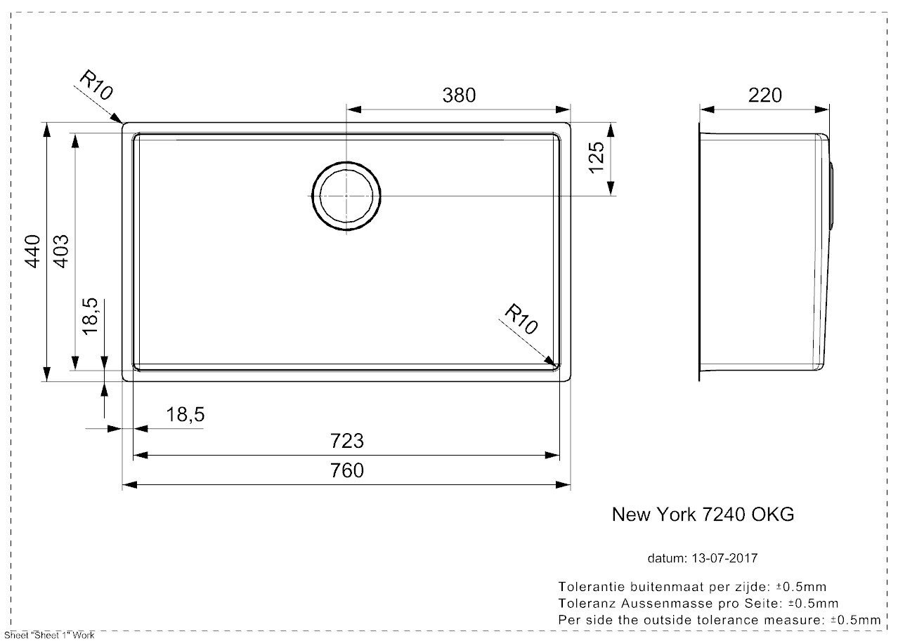 Nerūdijančio plieno virtuvinė plautuvė Reginox New York 72x40 (L) kaina ir informacija | Virtuvinės plautuvės | pigu.lt