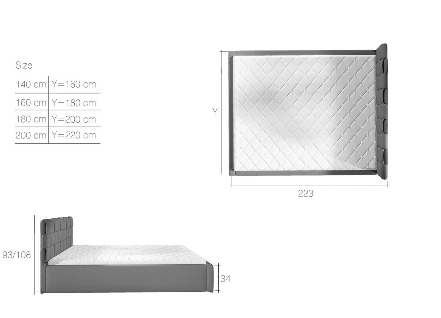 Lova NORE Grand MTP, 140x200 cm, pilka kaina ir informacija | Lovos | pigu.lt