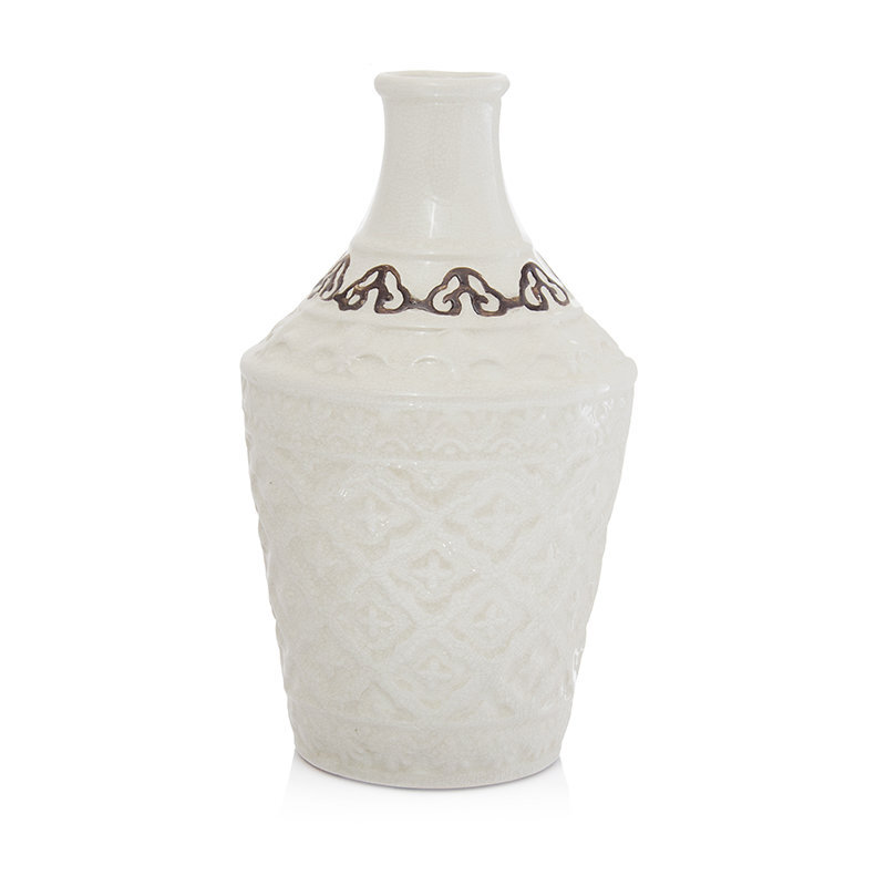 Vaza keramikinė kreminė 20x20x34 cm. цена и информация | Vazos | pigu.lt