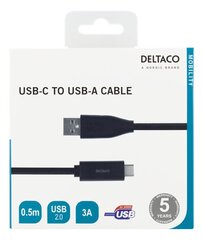 DELTACO USBC-1003M, USB C, USB A, 0.5 m цена и информация | Кабели для телефонов | pigu.lt