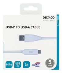 Deltaco USBC-1008M, USB C, USB A, 0.5m цена и информация | Кабели для телефонов | pigu.lt