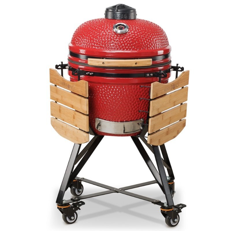 Keraminė kepsninė KAMADO BONO MEDIA 52cm, raudona kaina ir informacija | Kepsninės, griliai | pigu.lt