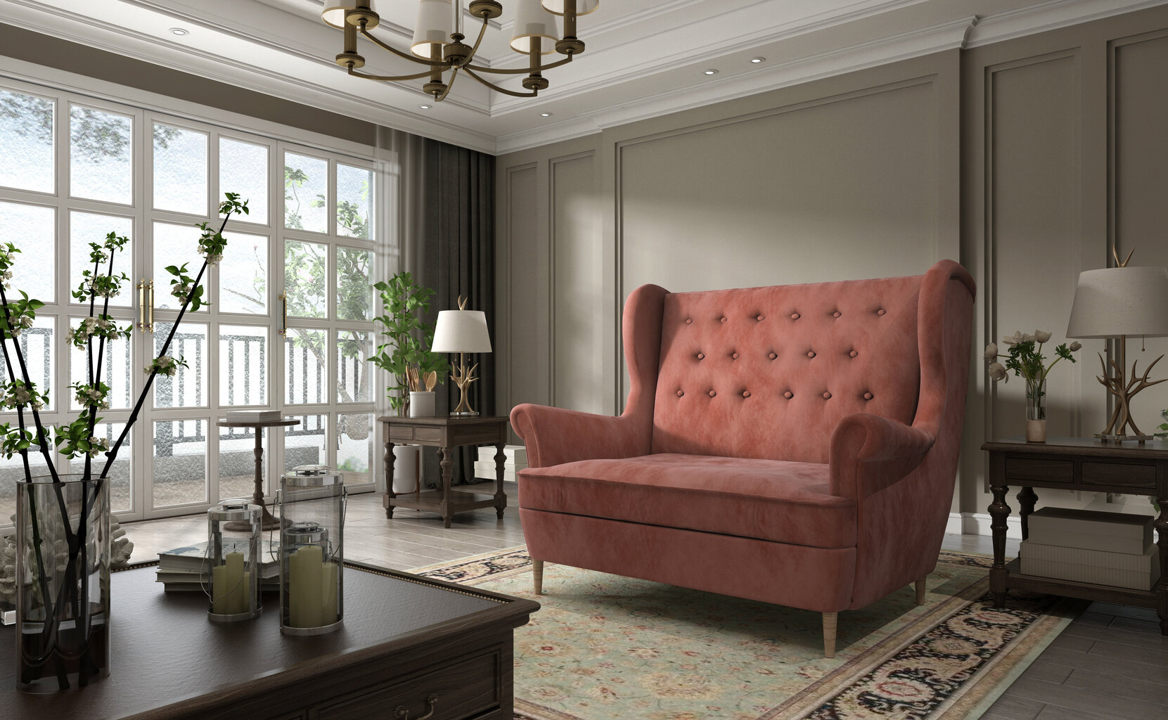 Sofa NORE Aros, rožinė kaina ir informacija | Sofos | pigu.lt