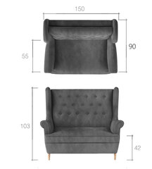 Sofa NORE Aros, tamsiai žalia kaina ir informacija | Sofos | pigu.lt