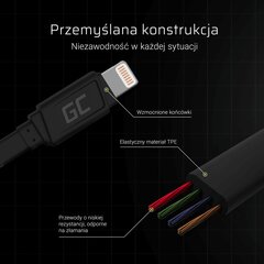 Green Cell кабель быстрой зарядки USB/Lightning (Apple 2.4A), 25 см цена и информация | Кабели для телефонов | pigu.lt