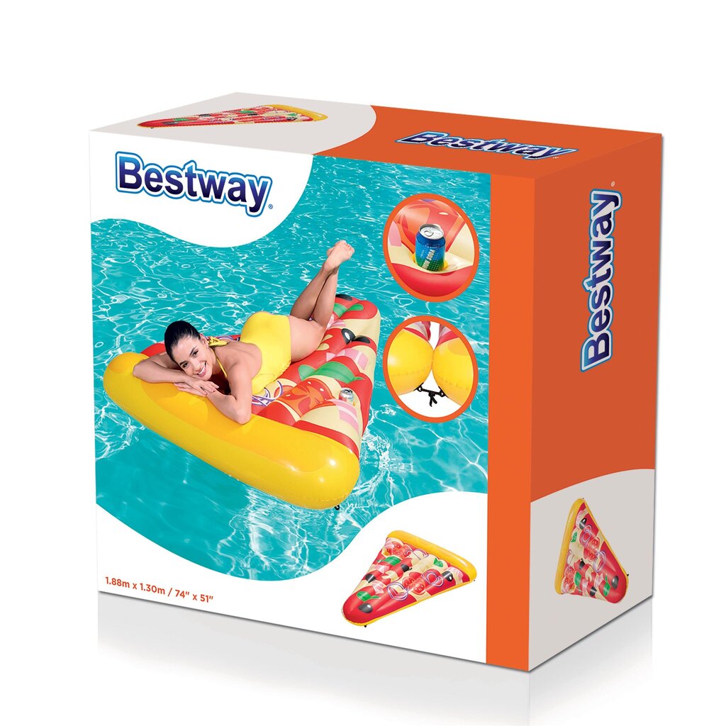 Pripučiamas plaustas Bestway Pizza Party Lounge, 188x130 cm цена и информация | Pripučiamos ir paplūdimio prekės | pigu.lt