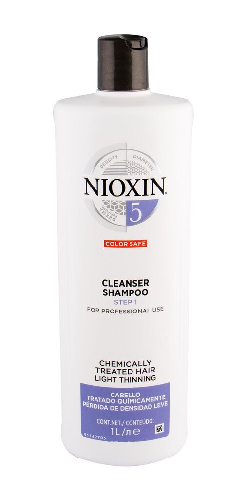 Valomasis plaukų šampūnas chemiškai apdorotiems plaukams Nioxin System 5 1000 ml kaina ir informacija | Šampūnai | pigu.lt