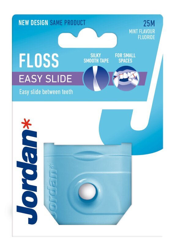 Tarpdančių siūlas su dantų pasta Jordan Easy Slide Fresh, 25m kaina ir informacija | Dantų šepetėliai, pastos | pigu.lt