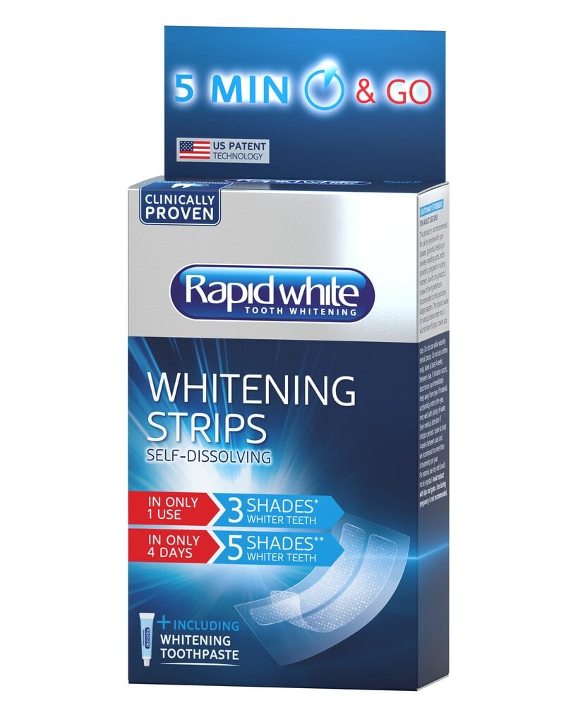Rapid White balinamosios juostelės su dantų pasta цена и информация | Dantų šepetėliai, pastos | pigu.lt