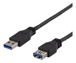 Deltaco USB3-241, USB-A, 1 m kaina ir informacija | Kabeliai ir laidai | pigu.lt