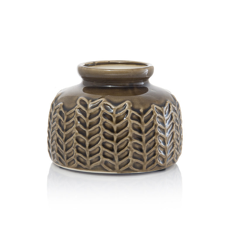 Vaza keramikinė ruda 13.5x13.5x10 cm kaina ir informacija | Vazos | pigu.lt