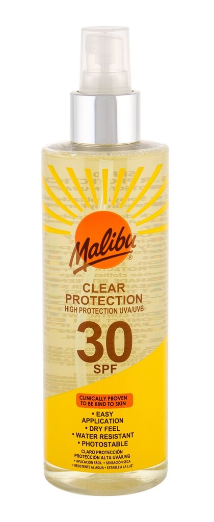 Apsauginis purškiklis nuo saulės Malibu Clear Protection SPF30 250 ml kaina ir informacija | Kremai nuo saulės | pigu.lt