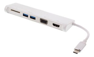 USB разветвитель Deltaco USBC-HUB100, USB C - USB A/VGA/HDMI/SD цена и информация | Адаптеры, USB-разветвители | pigu.lt