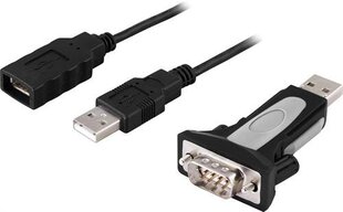 Deltaco UC-232C9, DB-9/USB-A, 1 m kaina ir informacija | Kabeliai ir laidai | pigu.lt