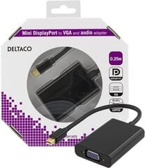 Deltaco DP-VGA13-K, Mini DisplayPort, VGA, 0.25 м цена и информация | Адаптеры, USB-разветвители | pigu.lt