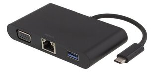 USB šakotuvas Deltaco USBC-1268, USB C - USB A/VGA/RJ45 kaina ir informacija | Adapteriai, USB šakotuvai | pigu.lt