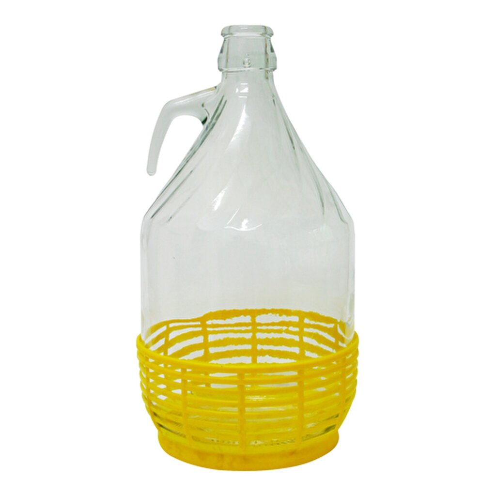 Stiklinis butelis plastikiniame krepšelyje Dama, 5 L цена и информация | Konservavimo indai ir  priedai | pigu.lt