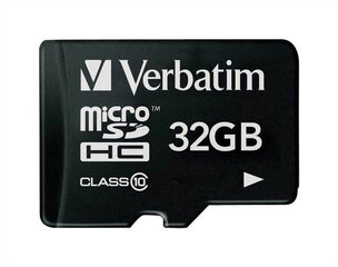 "verbatim micro secure digital card premium, 32 gb, micro sdhc, 44013, uhs-i u1 (class 10) цена и информация | Карты памяти для телефонов | pigu.lt