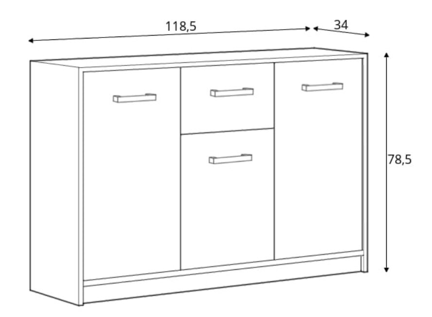 Komoda Matos 3D1S, baltos/ąžuolo spalvos цена и информация | Komodos | pigu.lt