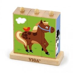Деревянный пазл ,,Животные на ферме" Viga, 9 шт. цена и информация | Развивающие игрушки | pigu.lt