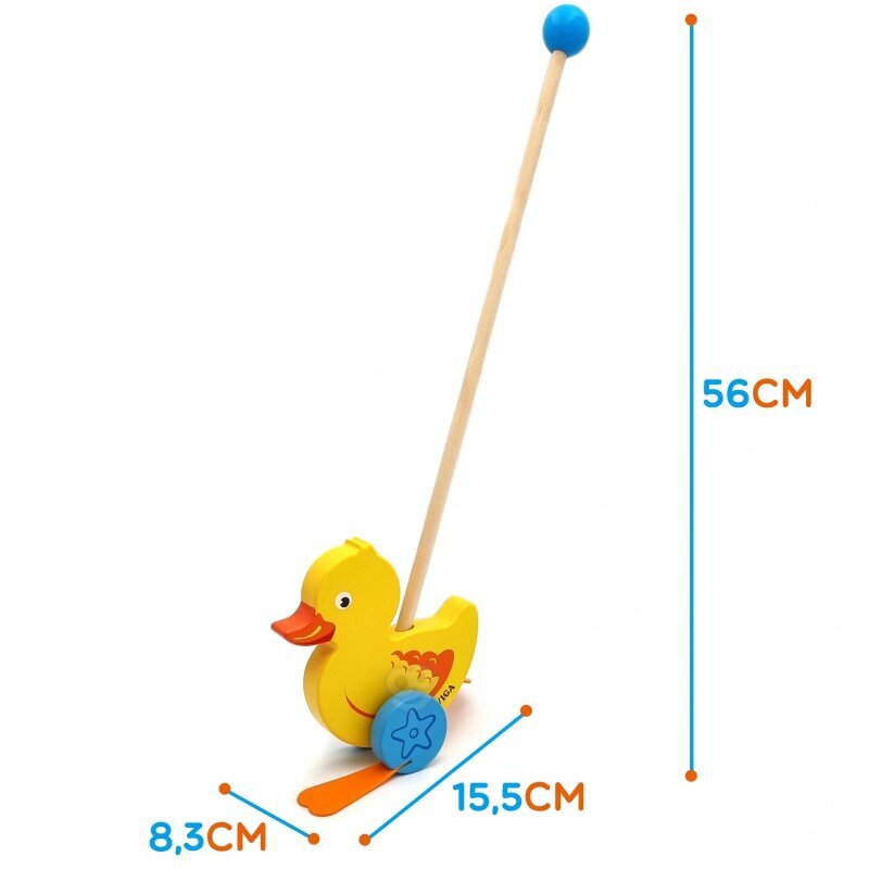 Medinis stumiamas žaislas - Antytė Viga kaina ir informacija | Žaislai kūdikiams | pigu.lt