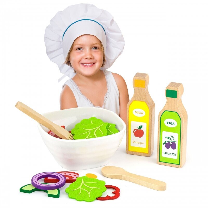 Žaislinis medinis salotų rinkinys цена и информация | Žaislai kūdikiams | pigu.lt