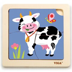 Моя первая деревянная головоломка Корова Viga, 4 шт. цена и информация | Пазлы | pigu.lt