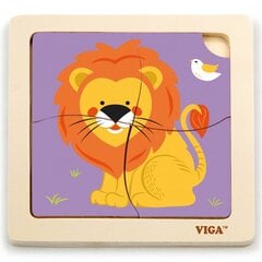 Mano pirmoji medinė dėlionė 4 vnt. - Liūtas, Viga kaina ir informacija | Dėlionės (puzzle) | pigu.lt