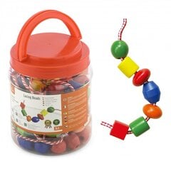 Набор разноцветных деревянных бусин VIGA цена и информация | Игрушки для малышей | pigu.lt