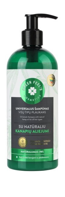 Universalus plaukų šampūnas su kanapių sėklų aliejumi Green feel's, 400 ml kaina ir informacija | Šampūnai | pigu.lt
