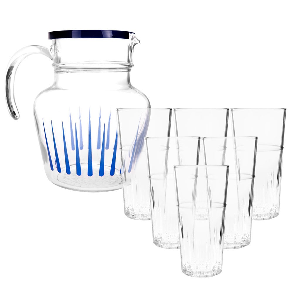 Luminarc ąsotis su stiklinėmis Florero Lance Blue, 7 dalių kaina ir informacija | Taurės, puodeliai, ąsočiai | pigu.lt