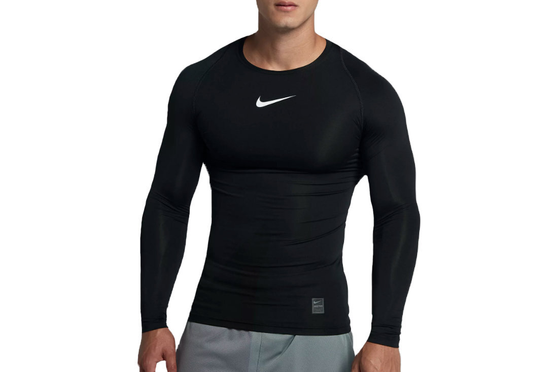 Sportiniai marškinėliai ilgomis rankovėmis vyrams Nike Pro Top Compression Longsleeve 838077 010, juodi kaina ir informacija | Sportinė apranga vyrams | pigu.lt