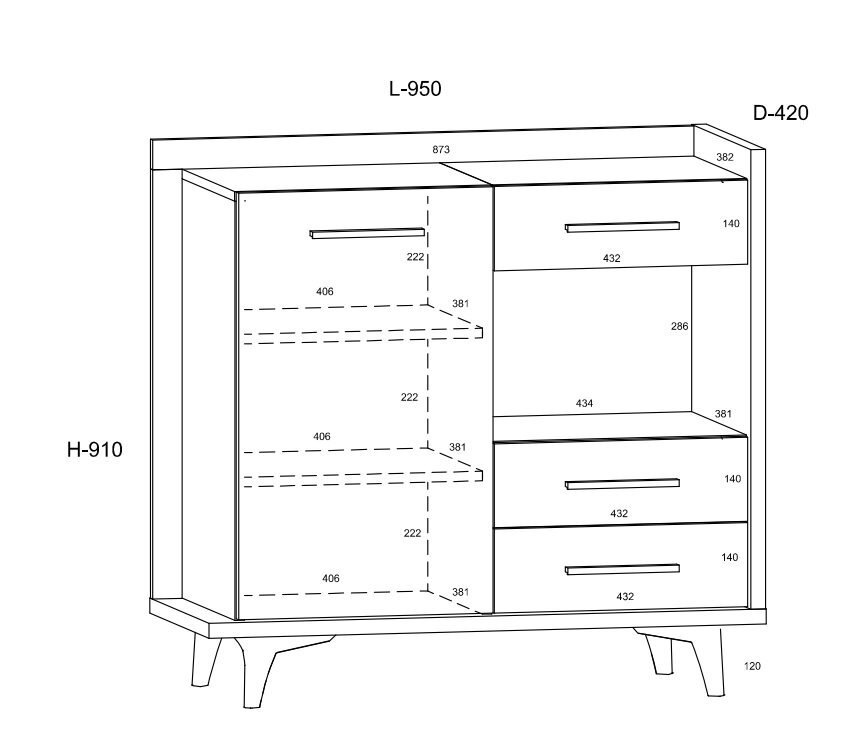 Komoda Meblocross Box 01 1D3S, šviesiai ruda/balta цена и информация | Komodos | pigu.lt