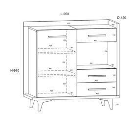 Komoda Meblocross Box 01 1D3S, šviesios ąžuolo/baltos spalvos цена и информация | Комоды | pigu.lt