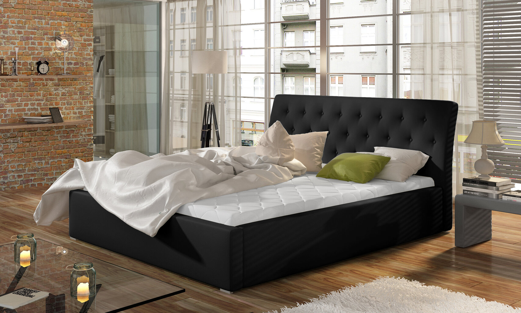 Lova NORE Milano MTP, 180x200 cm, juoda kaina ir informacija | Lovos | pigu.lt