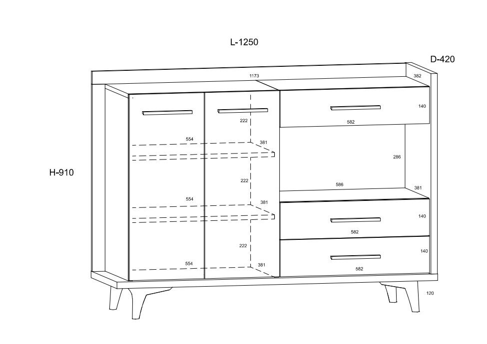 Komoda Meblocross Box 02 2D3S, ąžuolo/baltos spalvos kaina ir informacija | Komodos | pigu.lt