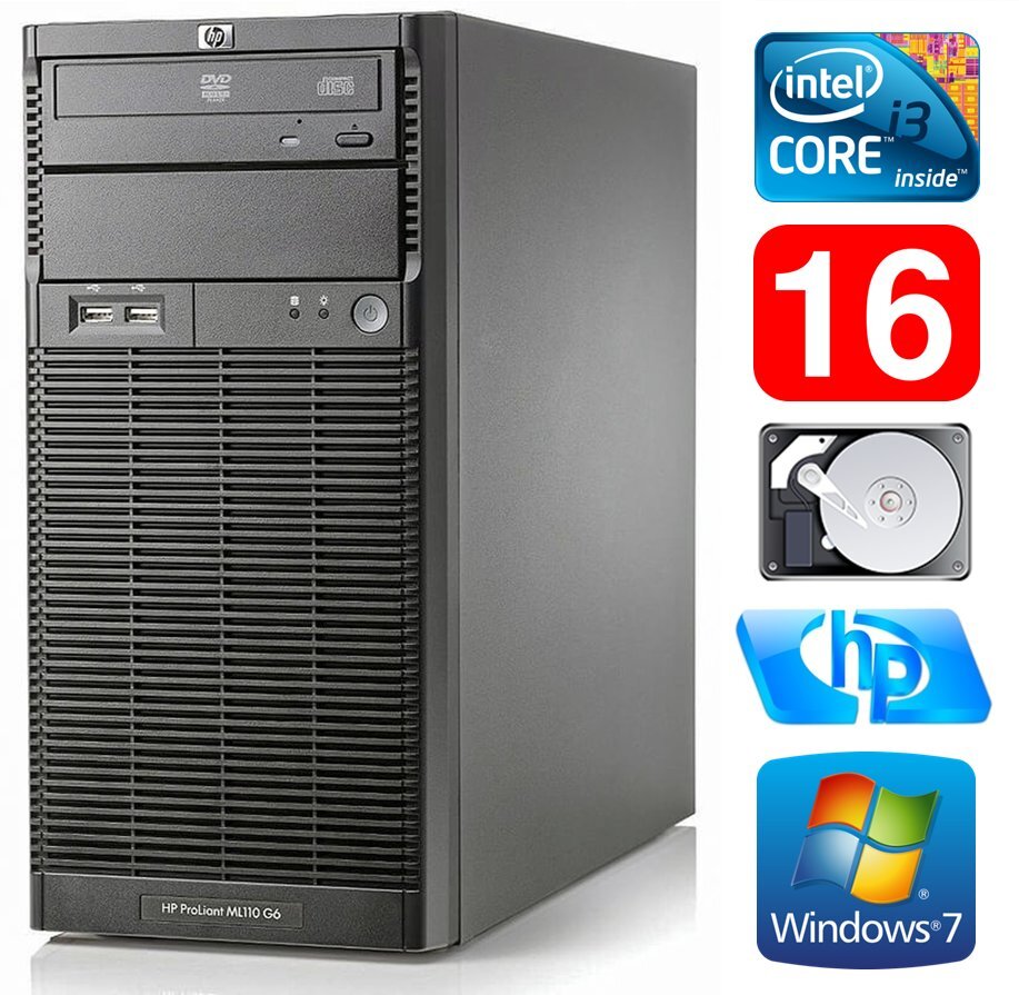 HP ProLiant ML110 G6 i3-550 16GB 250GB DVD WIN7Pro kaina ir informacija | Stacionarūs kompiuteriai | pigu.lt