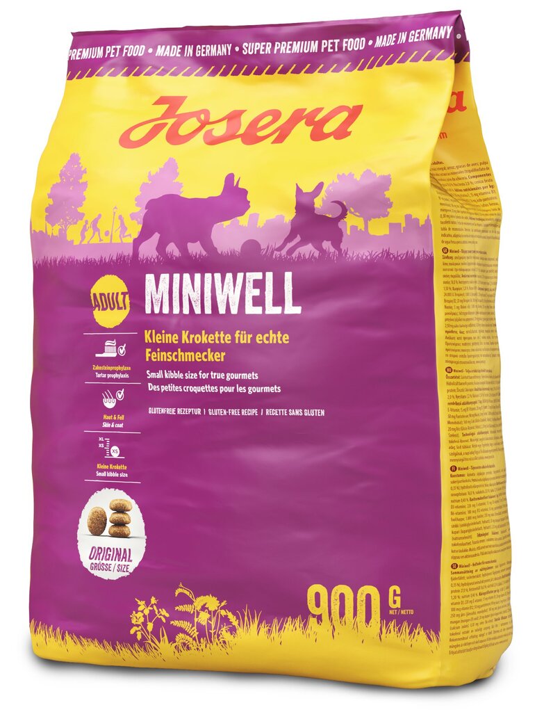 Josera lengvesnei virškinimo sistemos veiklai mažiems šunims Miniwell, 900 g цена и информация | Sausas maistas šunims | pigu.lt
