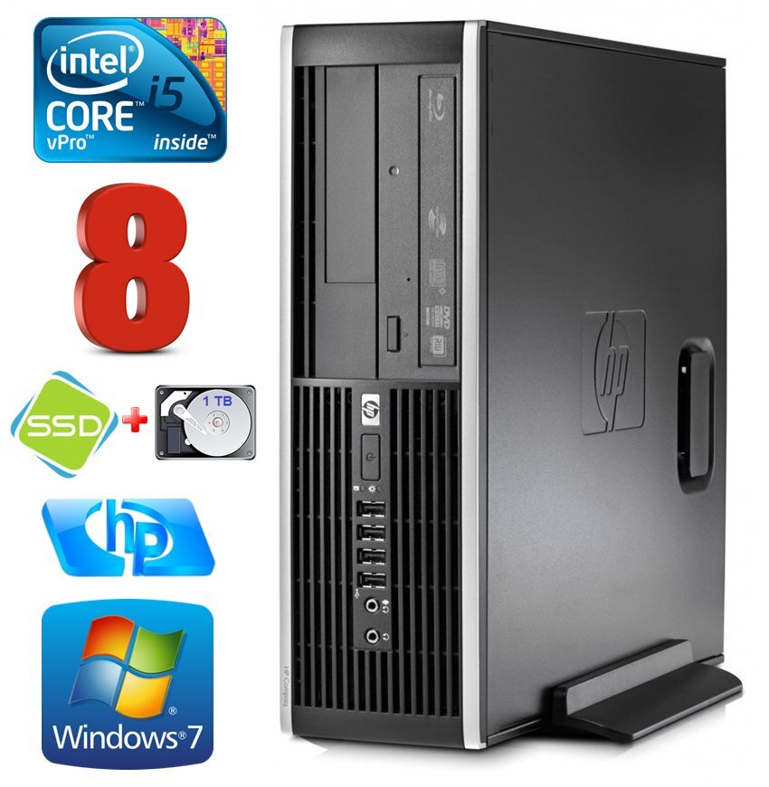 HP 8100 Elite SFF i5-650 8GB 120SSD+1TB DVD WIN7Pro цена и информация | Stacionarūs kompiuteriai | pigu.lt