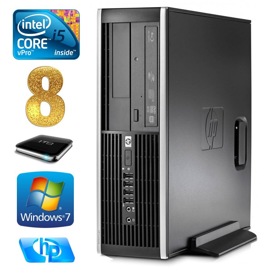 HP 8100 Elite SFF i5-650 8GB 1TB DVD WIN7Pro kaina ir informacija | Stacionarūs kompiuteriai | pigu.lt