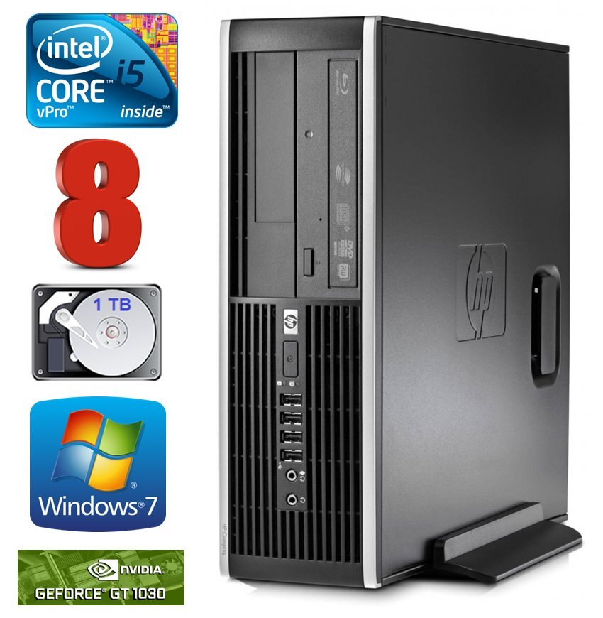HP 8100 Elite SFF i5-650 8GB 1TB GT1030 2GB DVD WIN7Pro kaina ir informacija | Stacionarūs kompiuteriai | pigu.lt
