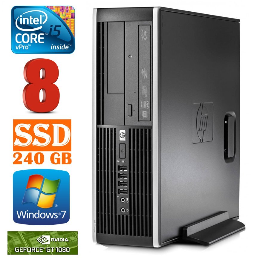 HP 8100 Elite SFF i5-650 8GB 240SSD GT1030 2GB DVD WIN7Pro цена и информация | Stacionarūs kompiuteriai | pigu.lt