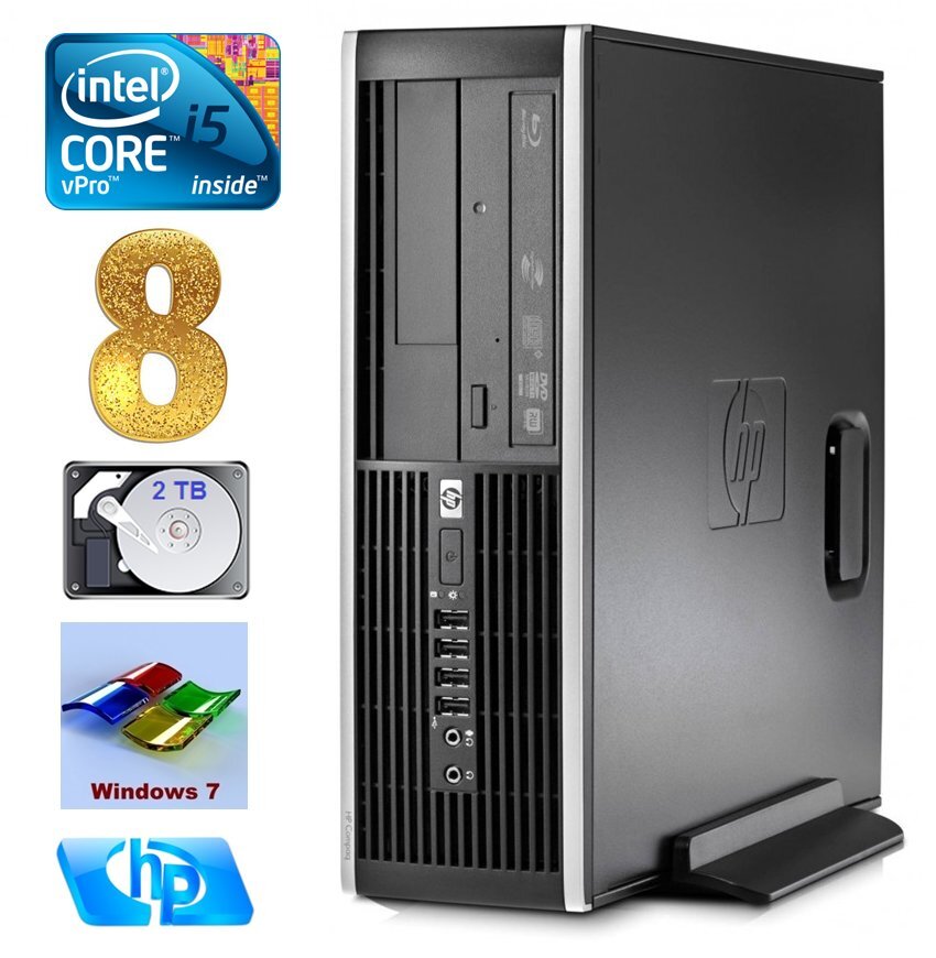 HP 8100 Elite SFF i5-650 8GB 2TB DVD WIN7Pro цена и информация | Stacionarūs kompiuteriai | pigu.lt
