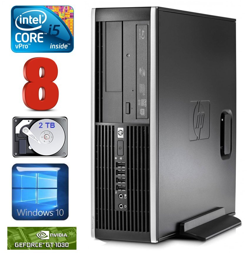 HP 8100 Elite SFF i5-650 8GB 2TB GT1030 2GB DVD WIN10 цена и информация | Stacionarūs kompiuteriai | pigu.lt